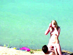 ビーチ, 捕まる, カップル, ドイツ人, アウトドア, 公共, スパイ, ティーン