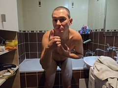 Cuarto de baño, Europeo, Peludo, Casero, Solo