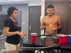 Redhead Stepsister Home Alone - Dirty Glasses Challenge Leads to Taboo Sex