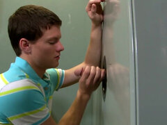 Teen lads enjoy first glory hole play in sensual manners