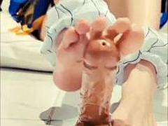 Amatőr, Ázsiai, Szépség, Ondó fröcskölés, Láb, Játékszerek