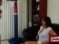 Hot Strip Basketball Game with Two Sexy Brunettes - Candle Boxxx