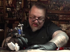 Busty babe Marie Bossette can hardly deal with the pain of getting a new tattoo - Milf