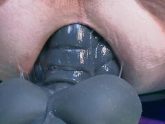 Closeup Squat Session with Lots of Lube and Gapes