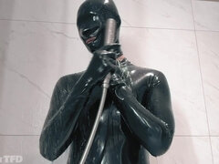 Amatör, Badrum, Fetisch, Latex, Solo