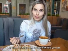 Amateur Blonde Letty Black Uses Vibrator in Busy Cafe