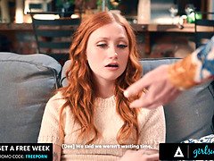 Hot Redhead Scarlet Skies Gets Tied Up & Rough Facefucked by Femdom Dee Williams