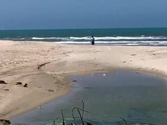 Amateur, Cul, Plage, Sucer une bite, Tir de sperme, Femelle, Fille latino, Adolescente