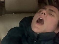 Hot Brunette MILF Masturbates & Cums Hard in Car - Public Sex Agony