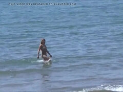 Barefoot Julia going nude public beach