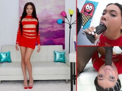 큰 가슴, 흑인, 오랄섹스, 입에 사정, 드레스, 핸드잡, 대단히, 밀프