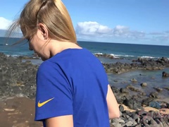 Amatør, Strand, Blond, Kukk suging, Piercingen, Synsvinkel, Offentlig, Pupper