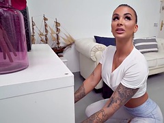 Tattooed babe fucked by big white cock in wet pussy hole