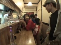 Delightful Japanese gal having a wild fucking in group in public