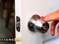 Andi James & Damion Dayki get their hot MILF bodies fucked hard while Bess Breast watches and gets a cumshot at the door