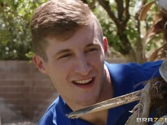 アメリカ人, デカパイ, ブロンド, フェラチオ, チン, 顔射, オナニー, 母