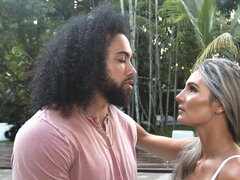 Beautiful Mandy Rhea enjoys interracial sex by the pool