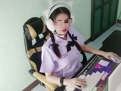 Amatør, Asiat, Fanget, Par, Creme tærte, Hård sex, Thai, Uniform