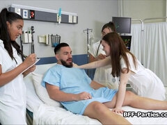 Fourway with three naughty female doctors