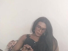 Schwarz, Spermaladung, Selbstgemacht, Indisch, Lingerie, Masturbation, Solo, Strümpfe