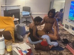 Couple kissing, ebony ffm, ebony