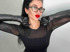 Leather Long Black Gloves and Handjobs with Spit