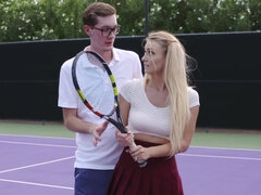 Natalia Starr gets fucked on the tennis court by her coach