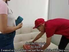 Amatorka, Tyłek, Duży tyłek, Duży kutas, Obciąganie, Brunetka, Para, Cipka