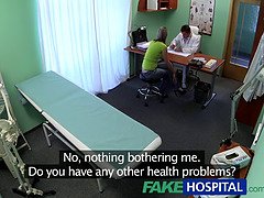 Sexy blonde begs for doctor's pills after an exam in fakehospital reality