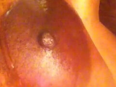 아마추어, 흑인, 집에서 만든, 자연의 가슴, 젖꼭지, 혼자