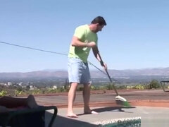 Persia Monir fucks pool boy outside