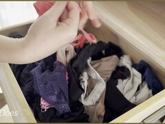 Naughty wife flaunts her jaw-dropping lingerie and topless body