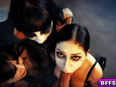 Любители, Минет, Брюнетки, Член, Пальцем, Группа, Секс без цензуры, Киски