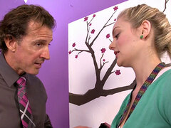 18, 금발의, 오랄섹스, 사정 샷, 얼굴에, 청소년