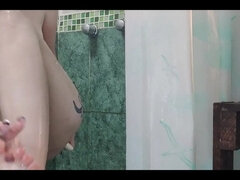 18 anni, Amatoriale, Brunetta, Piccola, Doccia, Solo, Tatuaggi, Ragazza