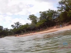 Strand, Pijpbeurt, Vingeren, Vriendin, Naakt, Buiten, Gezichtspunt, Openbaar