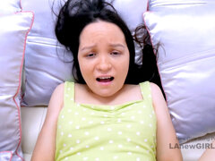 18yo tiny Teen gets her mouth filled with big cock