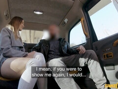 Blonde Russian with bold curves mesmerizes in a thrilling taxi ride