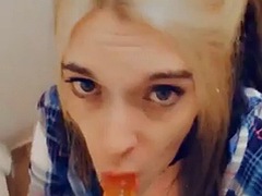 Gorgeous TGirl Strips, Sucks and Masturbates