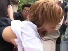Classy Japanese Akane Hotaru in public place