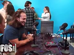 Mofos - Bree Brooks teases Johnny Love with her titties, turning a live podcast into a sultry fuckfest