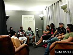 GangbangCreampie - Dirty Slutty Blonde Loves Getting Swarmed By Cock In Ganbang