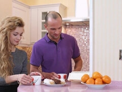 아기, 금발의, 사정 샷, 얼굴에, 핸드잡, 하드코어, 부엌, 청소년