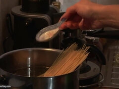 Aleska Diamond and Aletta Ocean are cooking.