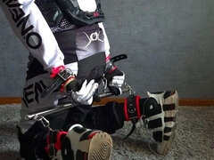 Self Bondage of a Hot Motorcyclist in Full Gear