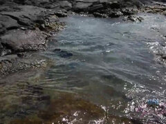 Amateur, Plage, Doigter, Petite femme, Pov, Rasée, Fumer, Mouillée