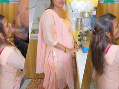 Stepmother Gives Offer for Fuck Hard to Stepson in Kitchen with Dirty Hindi Talk and He Cum in Her Sexy Pussy