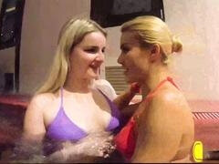 Eliza Eves and Porno Dan give Cherry Kiss's stepson a hot surprise spitroast!