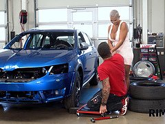 Chloe Lamour enjoys a steamy ride on the mechanic's rod in RIM4K