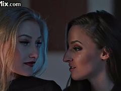 Busty lesbian babe assfingering her GF